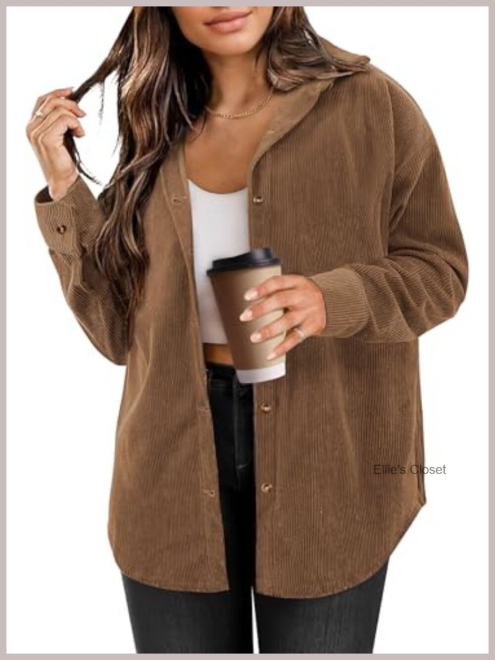 Corduroy Button Down Long Sleeve Shacket